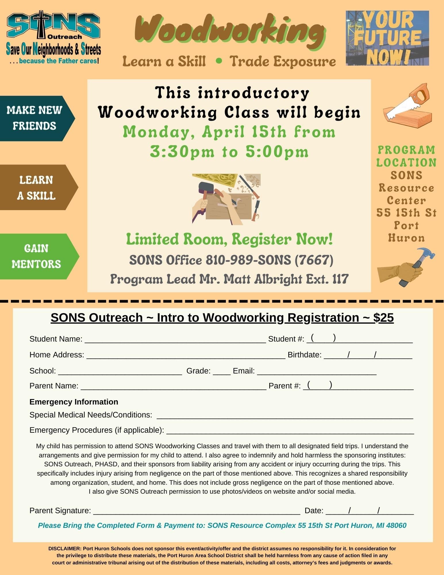 Woodworking Program Registration Form